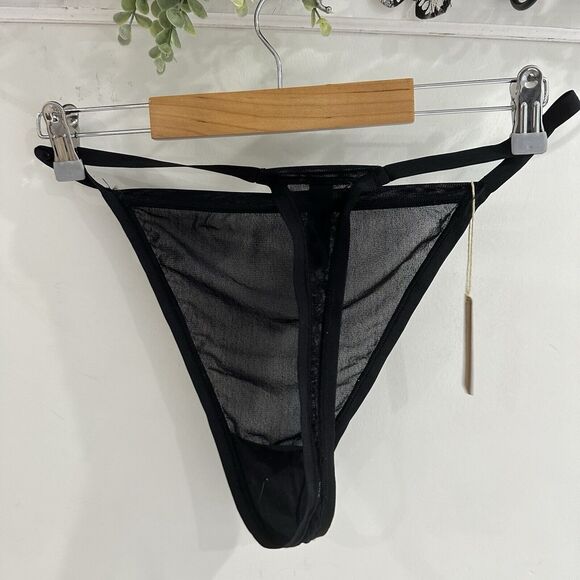 SKIMS Ultra Fine Mesh Thong Onyx Size 4X NEW - Picture 4 of 4